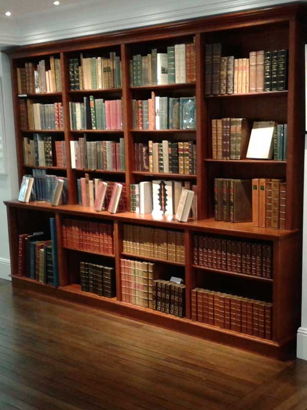 Mahogany bookshelving in a bookshop