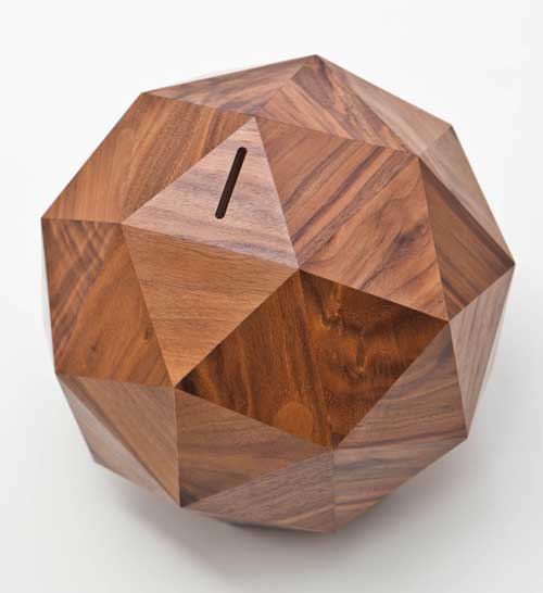 Orb Money bank in American Walnut